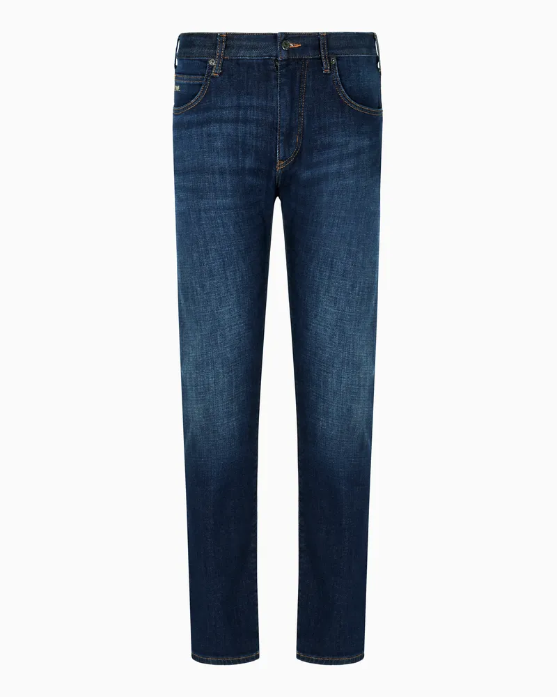 Emporio Armani Regular Fit Jeans J45 aus klassischem Denim mit Waschung Blau