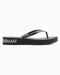 Emporio Armani Zehensandalen aus Gummi mit Logo Auf Der Rückseite Schwarz