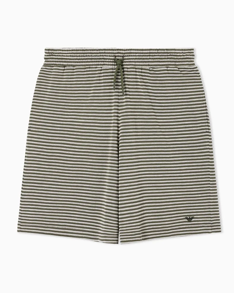 Emporio Armani Beachwear Bermudashorts aus Strick mit Streifenmuster Grün