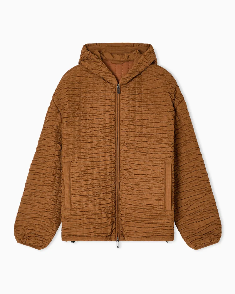 Emporio Armani Blouson mit Kapuze aus Nylon Braun