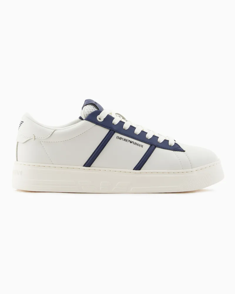Emporio Armani Sneaker aus Leder mit kontrastierendem Detail Weiß