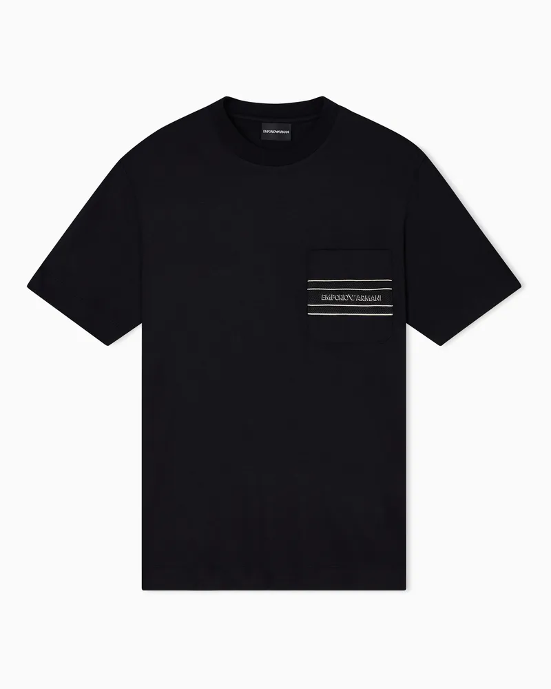 Emporio Armani T-Shirt aus Jersey-Lyocell-Mischung mit Tasche und Logo in 3D-Effekt Schwarz