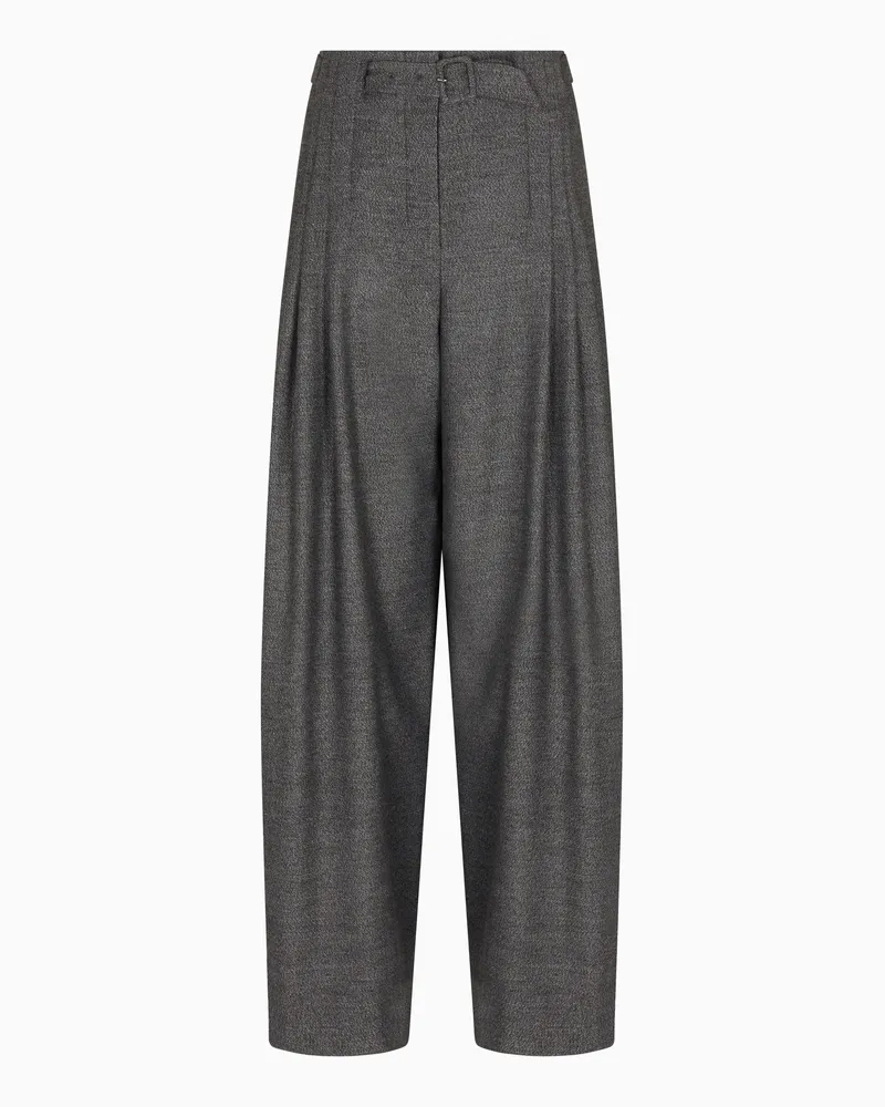 Emporio Armani Flanellhose mit Bundfalten und Gürtel aus Mouliné-Flanell Grau