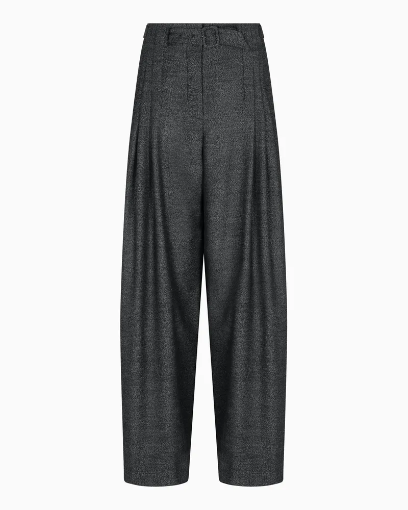Emporio Armani Flanellhose mit Bundfalten und Gürtel aus Mouliné-Flanell Grau