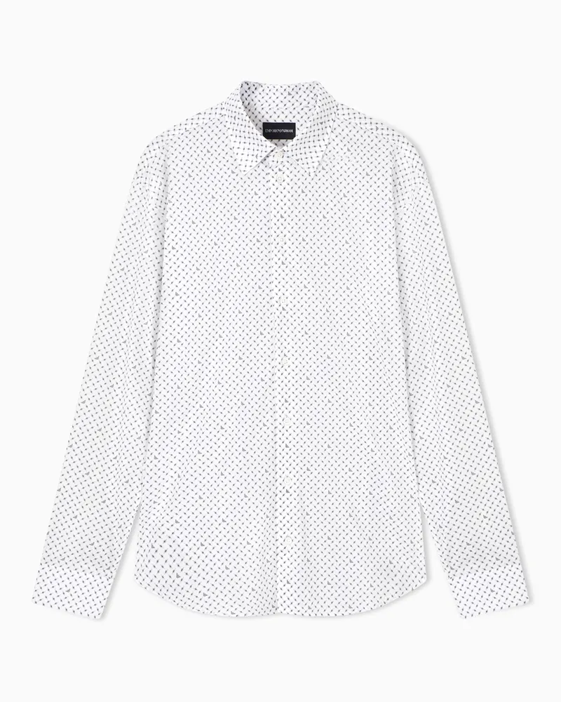Emporio Armani Hemd mit gemustertem Allover-Mikro-Print Weiß