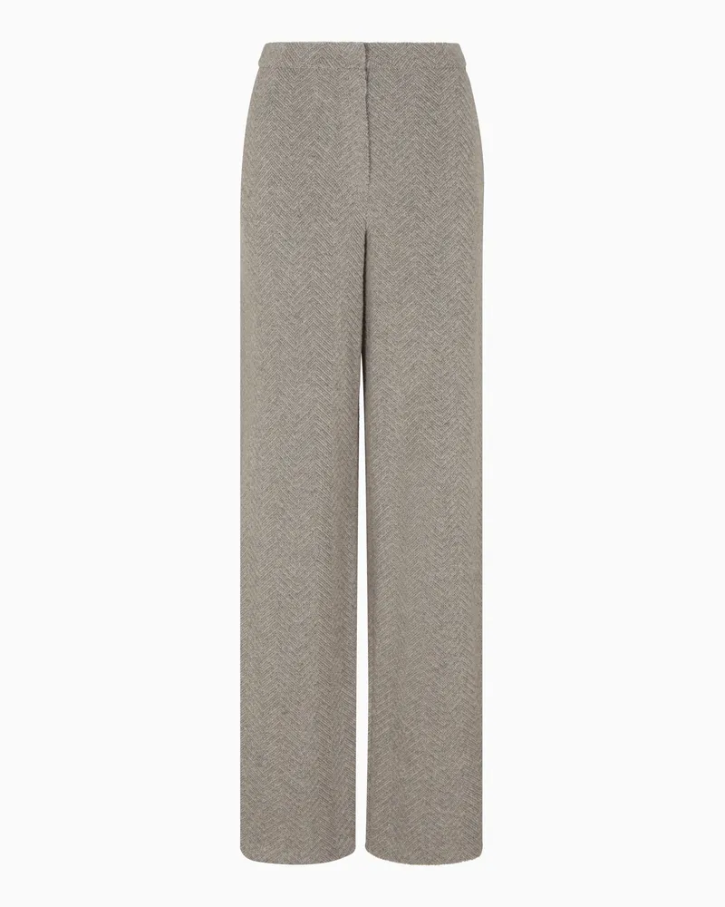Emporio Armani Hose aus einer Woll-Mischung in Jacquard-Stoff-Verarbeitung mit Fischgrat-Muster und Lurex-Details Braun
