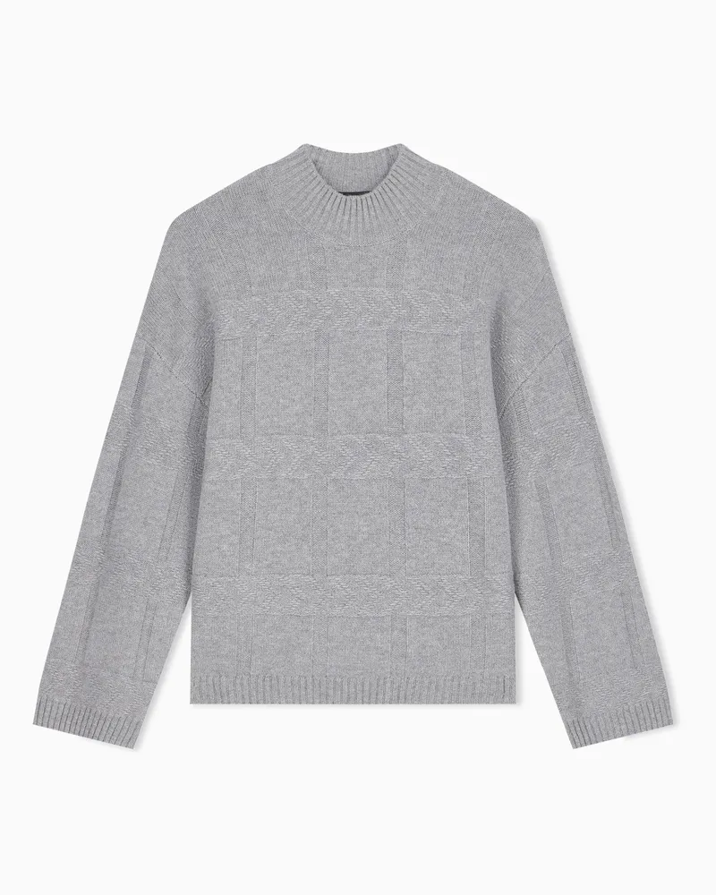 Emporio Armani Pullover mit Strukturmuster aus Schurwolle und Kaschmir Grau