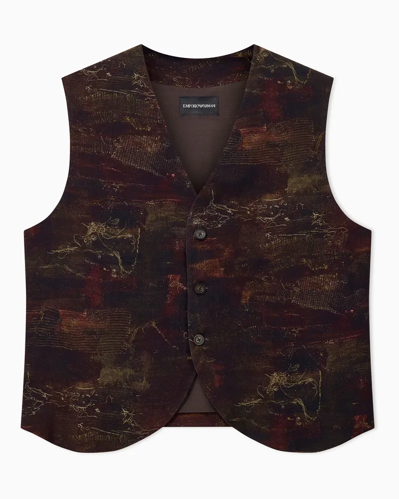 Emporio Armani Printed cupro twill vest Braun