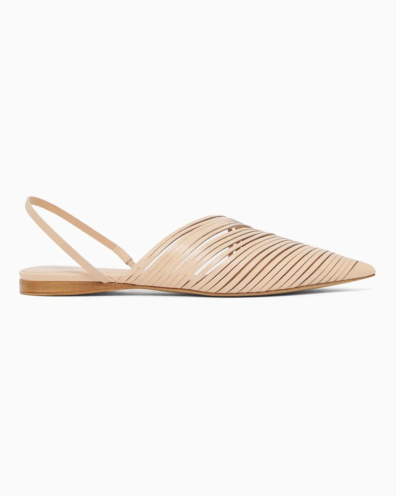 Emporio Armani Mules aus Leder mit Lasercut-Effekt Beige