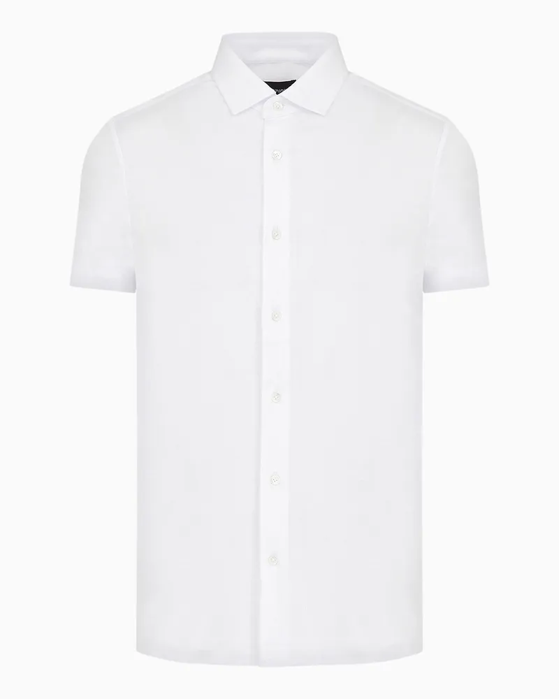 Emporio Armani Kurzärmeliges ASV Hemd aus einer Jersey-Lyocell-Mischung Weiß