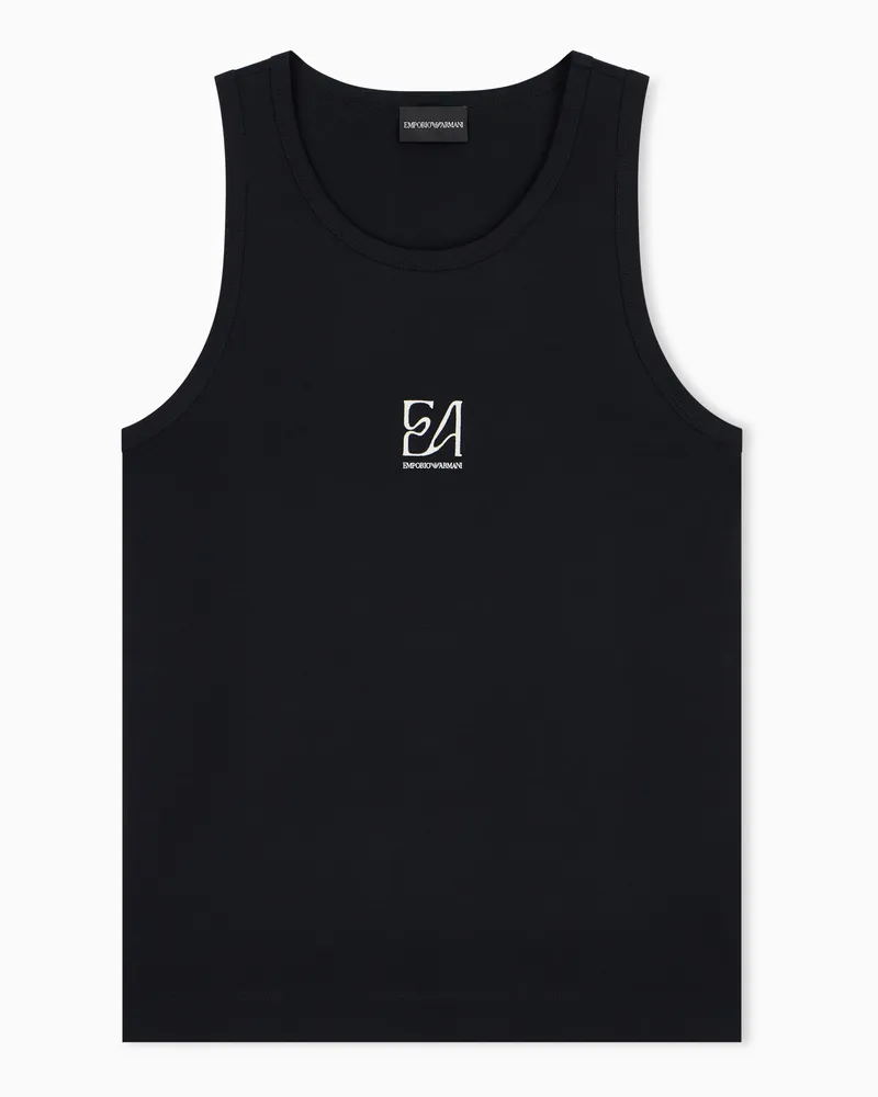Emporio Armani Tanktop im Regular Fit aus Baumwolljersey mit Rundausschnitt Schwarz