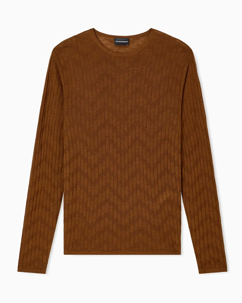 Emporio Armani Pullover aus Woll-Mischung und Seide mit Muster Braun
