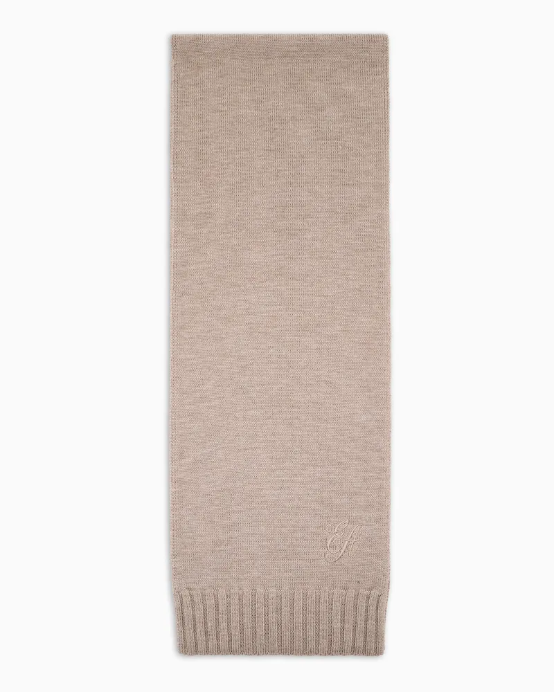 Emporio Armani Schal aus Wolle mit charakteristischem EA-Logo-Schriftzug Beige