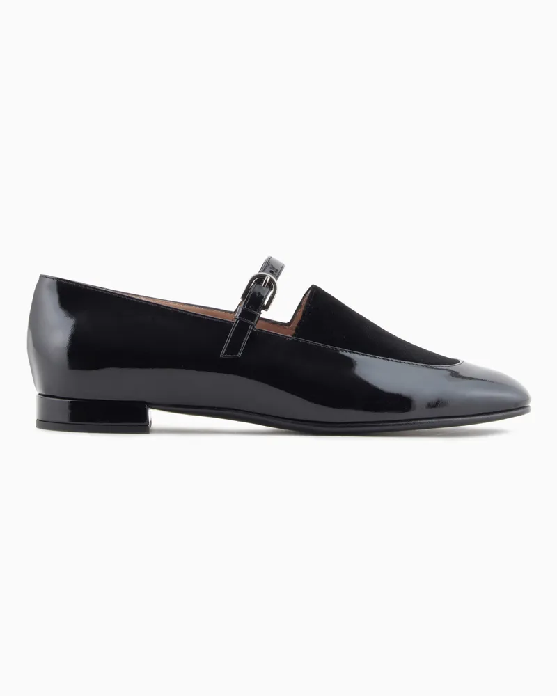 Emporio Armani Mary Jane Ballerinas aus Lackleder Schwarz
