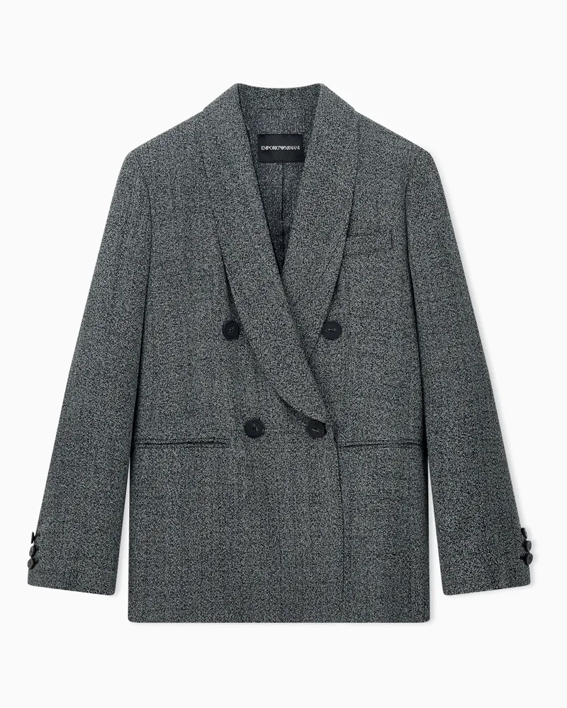 Emporio Armani Zweireihiger Regular Fit Blazer aus Viskosemischung Grau