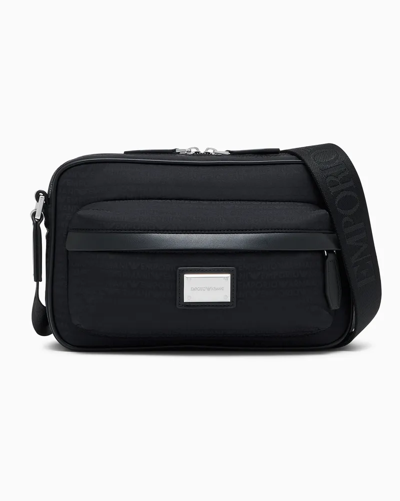 Emporio Armani Umhängetasche aus Nylon mit verstellbarem Riemen Schwarz