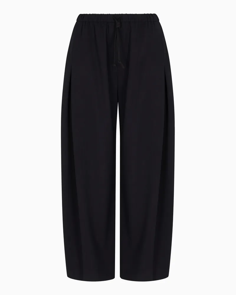 Emporio Armani Hose mit Bundfalten aus zweifarbiger Grain-de-Poudre-Wolle Blau