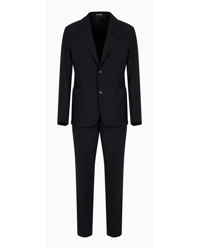 Emporio Armani Einreihiger Anzug In Slim Fit aus Bi-stretch-schurwollgewebe Schwarz