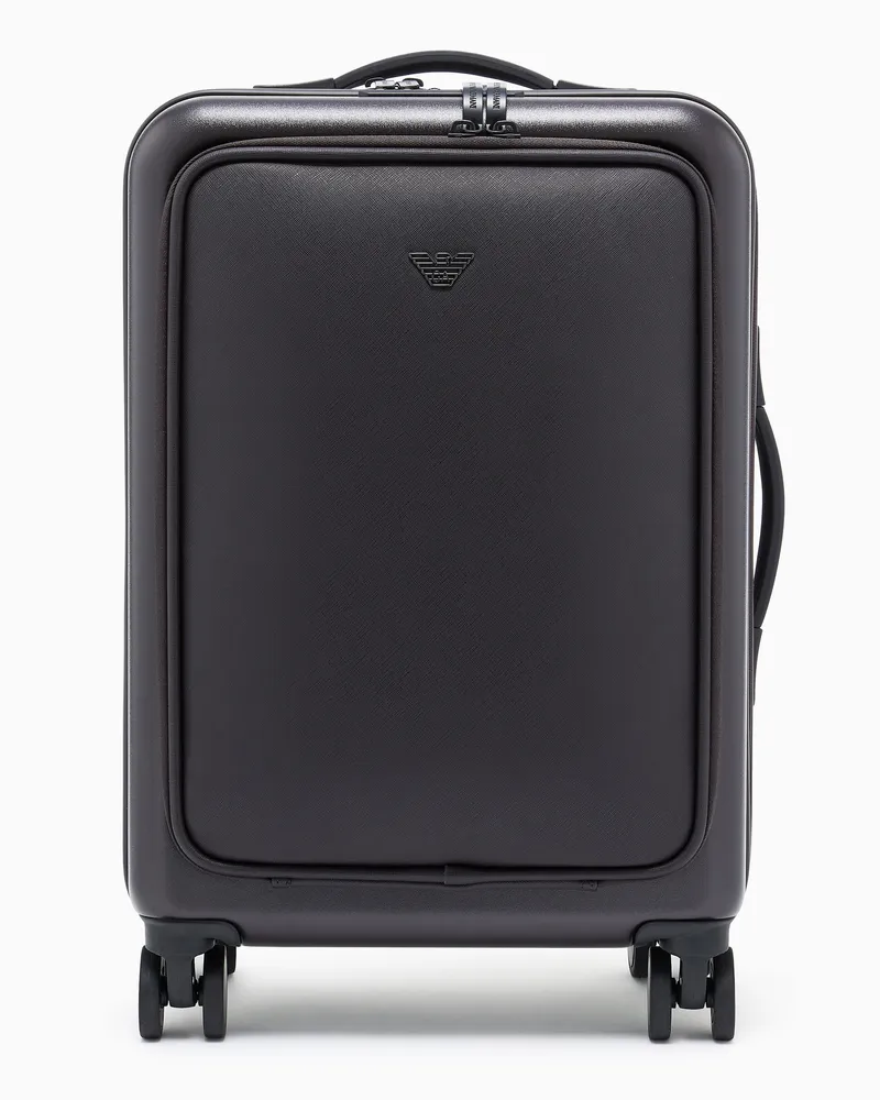Emporio Armani Kabinentrolley aus ABS mit Saffiano-Detail und Adler-Plakette Grau