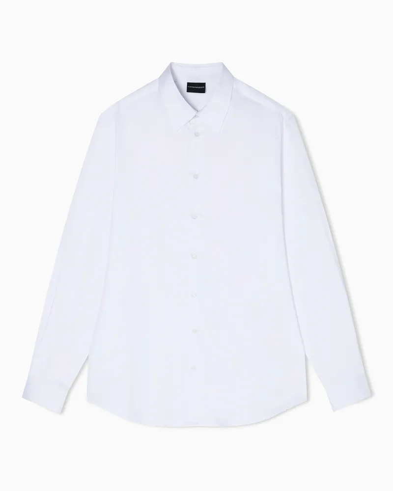 Emporio Armani Hemd aus Baumwollpopeline Weiß