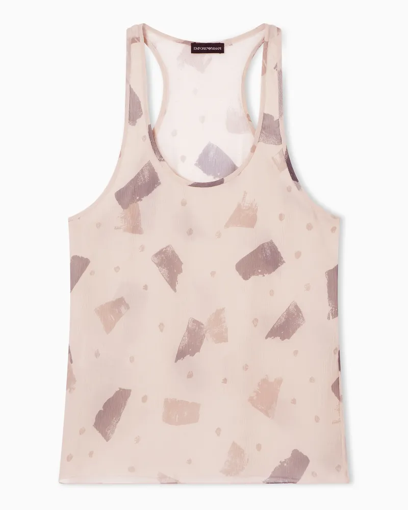 Emporio Armani Pure silk creponne top with geometric print Mehrfarbig