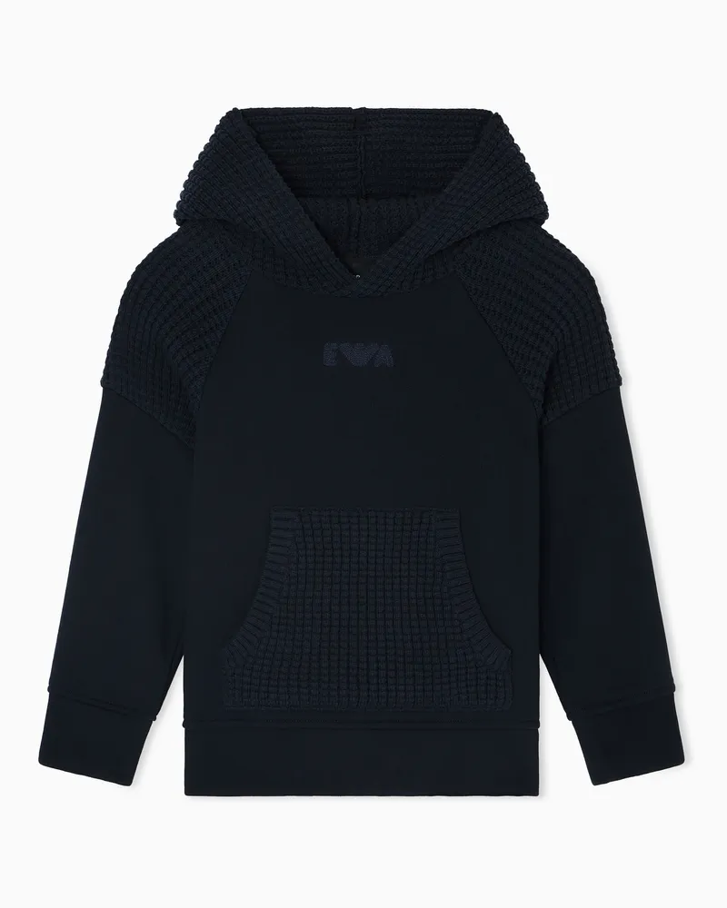 Emporio Armani Jersey-Sweatshirt in bequemer Passform mit Strickdetails in Waffeloptik Marineblau