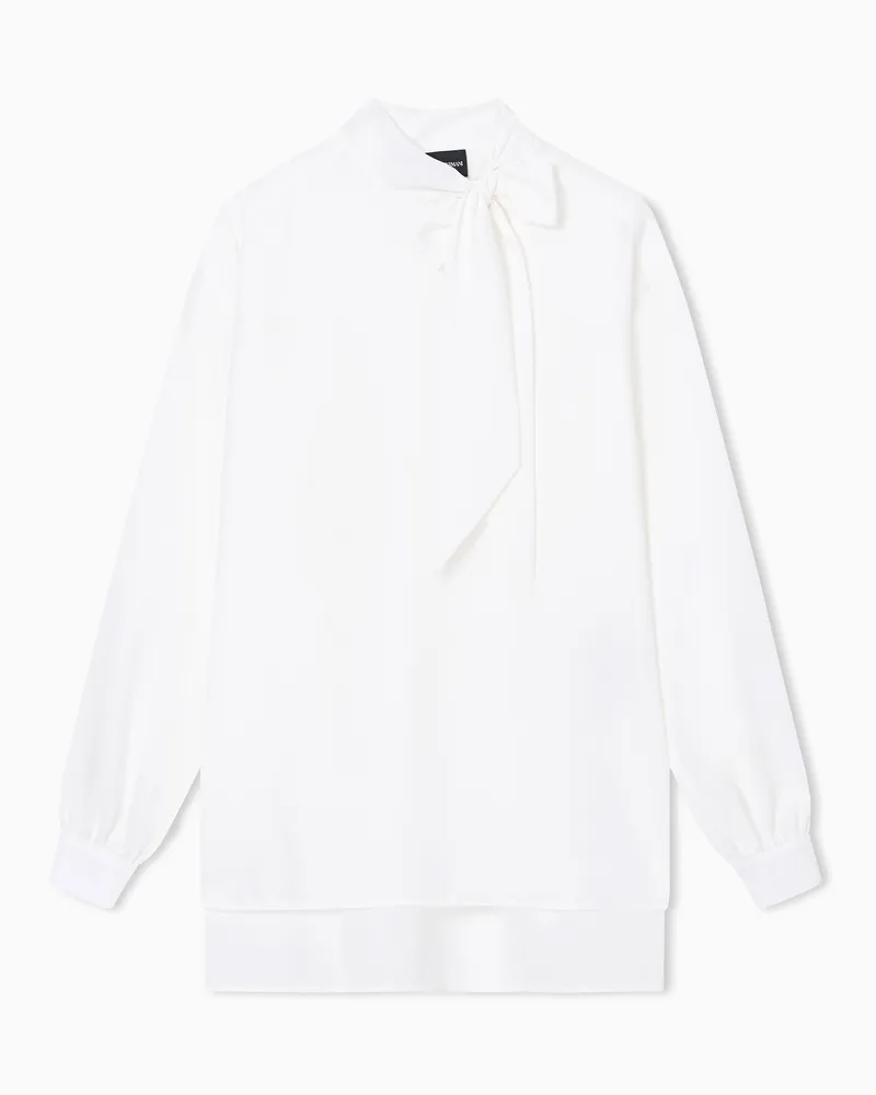 Emporio Armani Fließende Kreppbluse mit Schalkragen Weiß