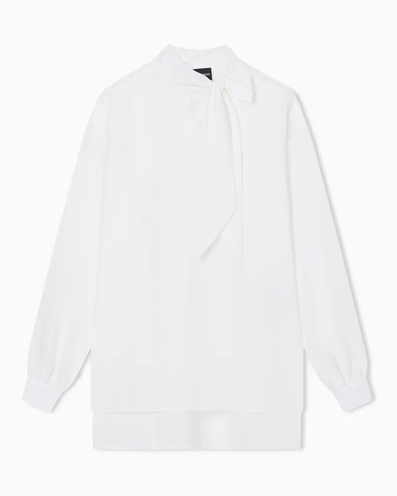 Emporio Armani Fließende Kreppbluse mit Schalkragen Weiß