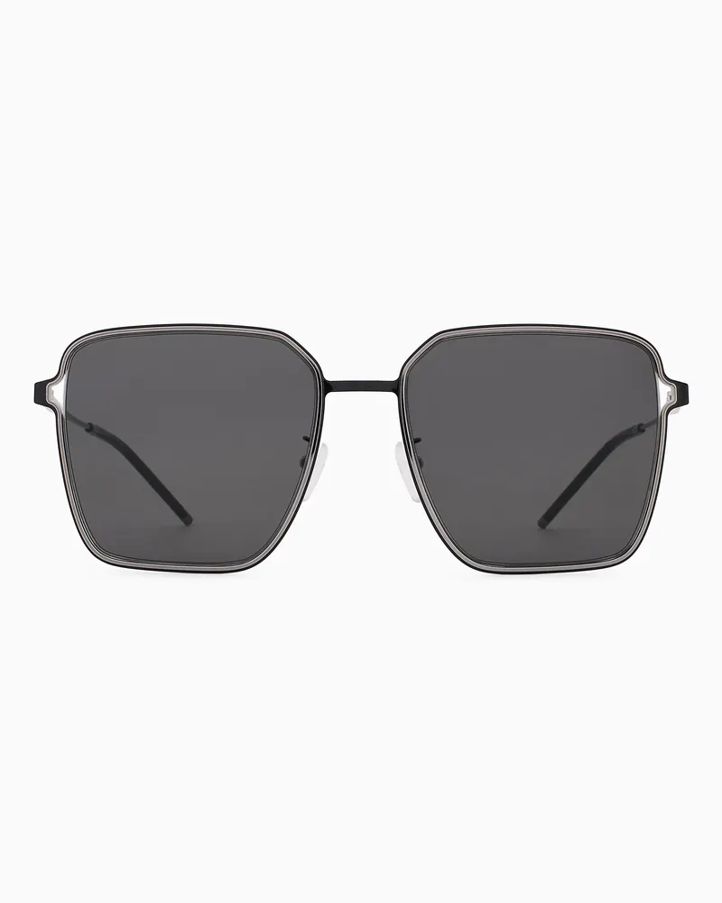 Emporio Armani Eckige Sonnenbrille in Asian Fit für Damen Grau