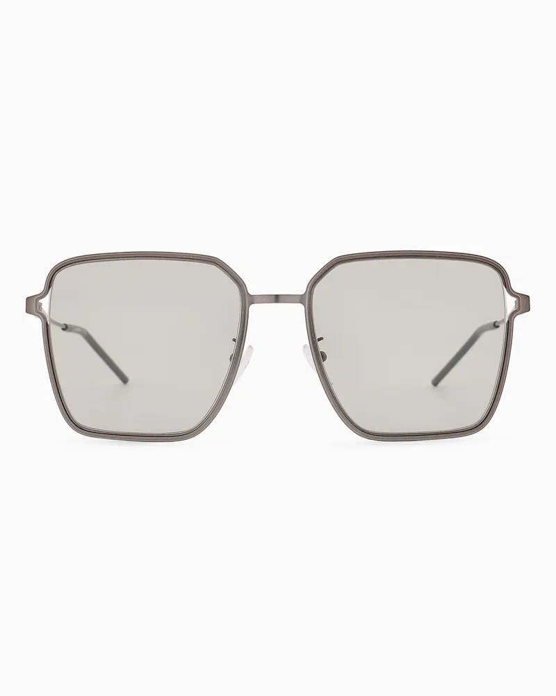 Emporio Armani Eckige Sonnenbrille in Asian Fit für Damen Grau