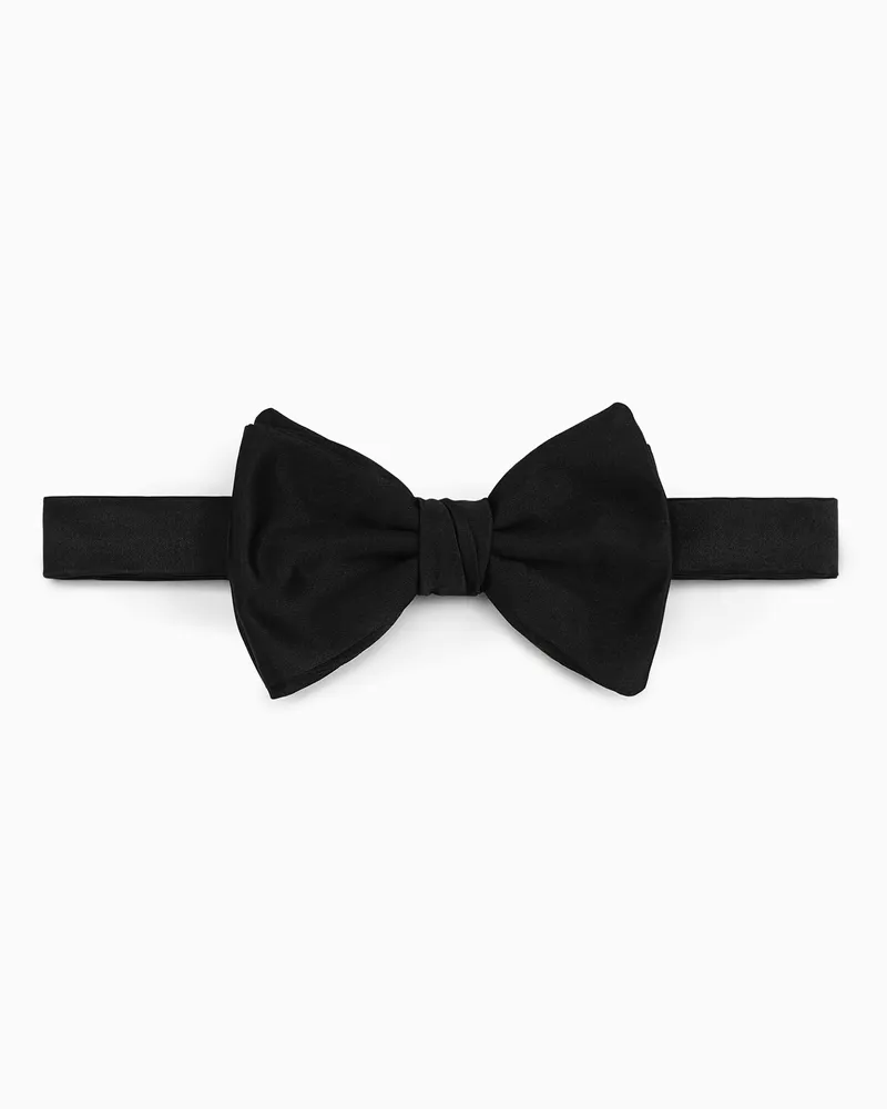 Emporio Armani Gebundene Fliege aus reiner Seide mit Mikrostruktur Schwarz
