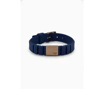 Id-armband aus Edelstahl und Blauem Silikon