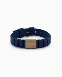 Emporio Armani Id-armband aus Edelstahl und Blauem Silikon Blau