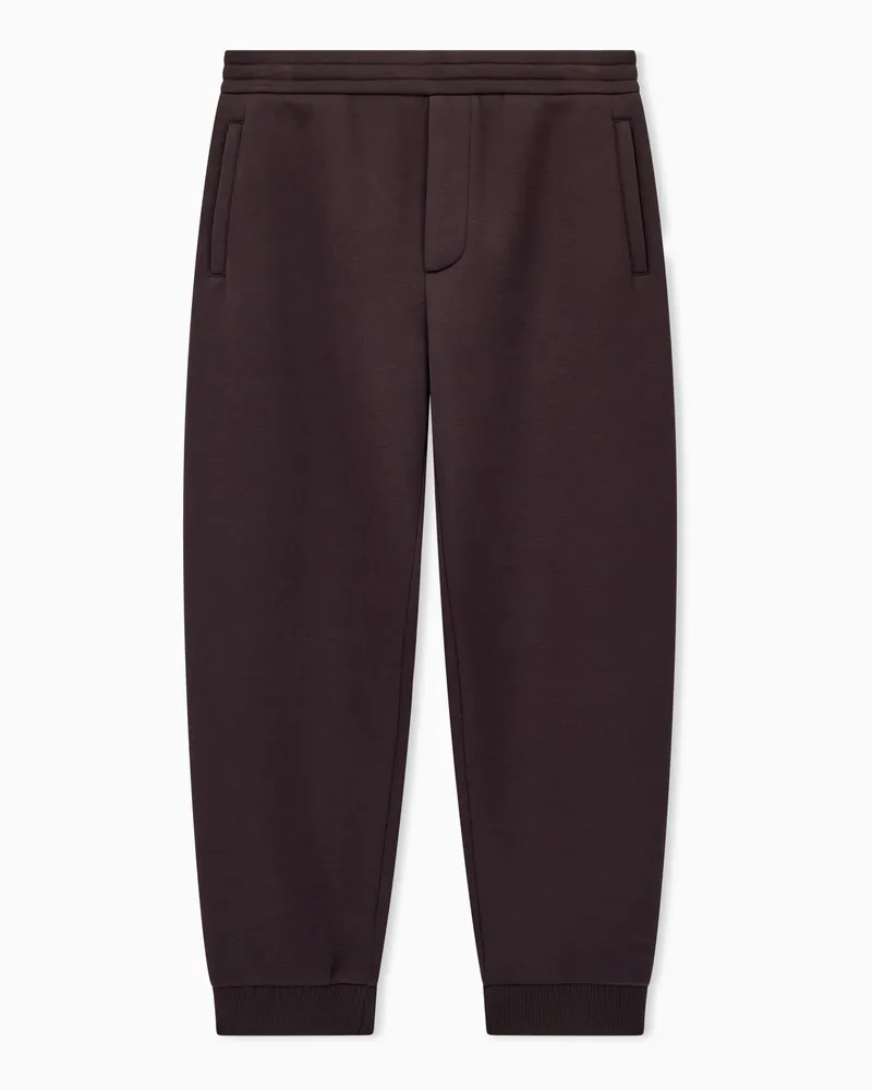 Emporio Armani Oversize-Jogginghose aus Modal-Fleece mit Rippbündchen Braun