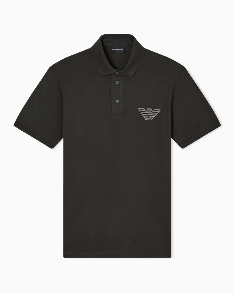 Emporio Armani Poloshirt aus Pikee-Jersey mit Adler-Patch Grau