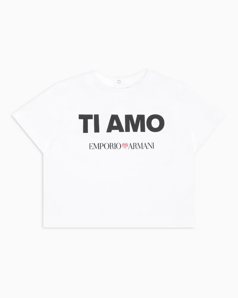 Emporio Armani ASV T-Shirt aus Jersey mit „Ti amo“-Print Weiß