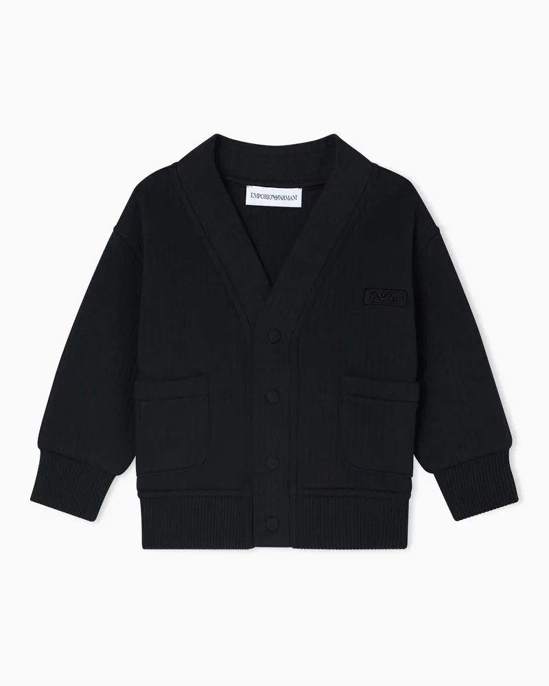 Emporio Armani Cardigan mit V-Ausschnitt, gefertigt aus gestepptem Jersey Marineblau