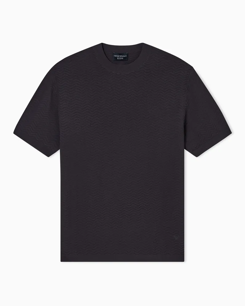 Emporio Armani Icon ASV Pullover aus Viskosemischung mit Chevron-Muster Grau