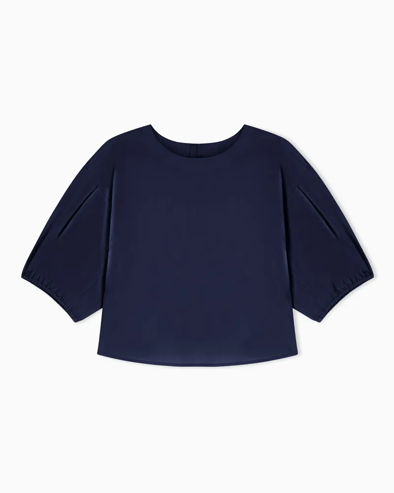 Emporio Armani Bluse aus Popeline mit Puffärmeln Blau