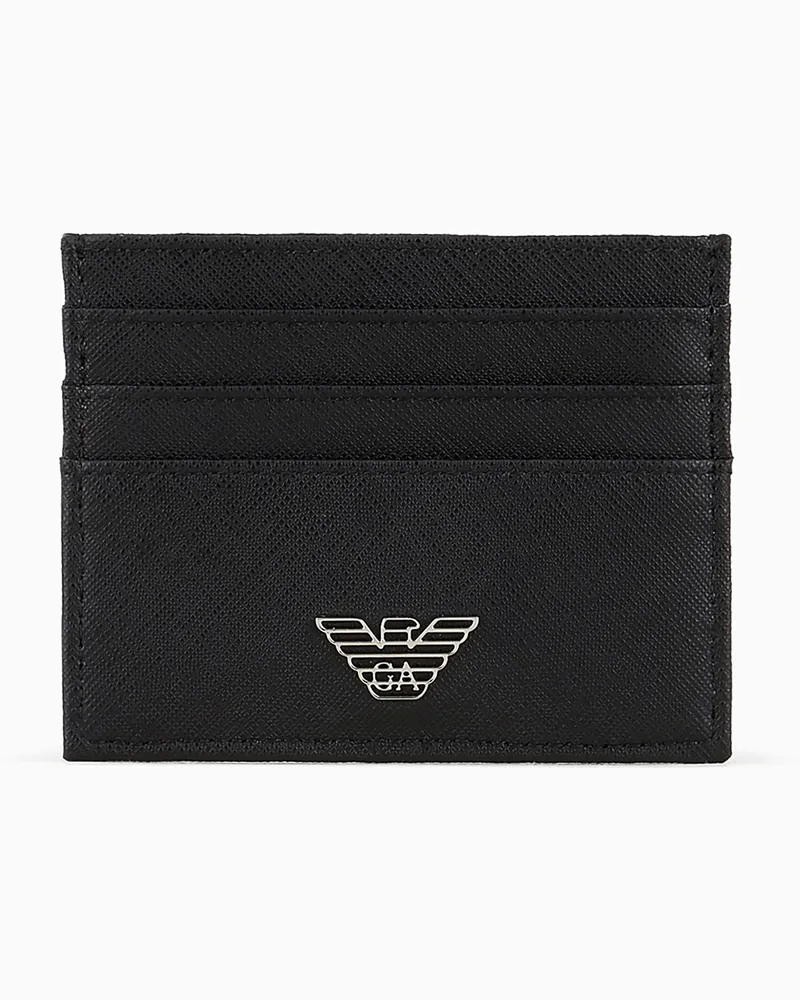 Emporio Armani Kreditkartenetui mit Struktur und metallischem Logo Schwarz