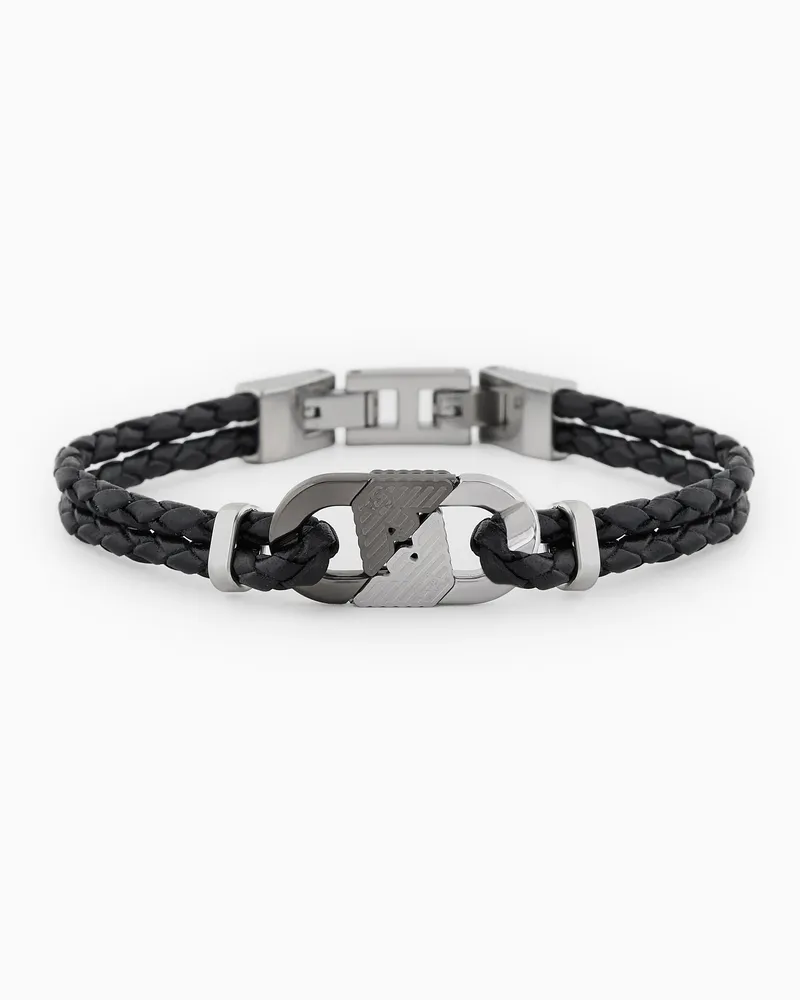 Emporio Armani Zweifarbiges Edelstahl-Armband mit Plakette Mehrfarbig