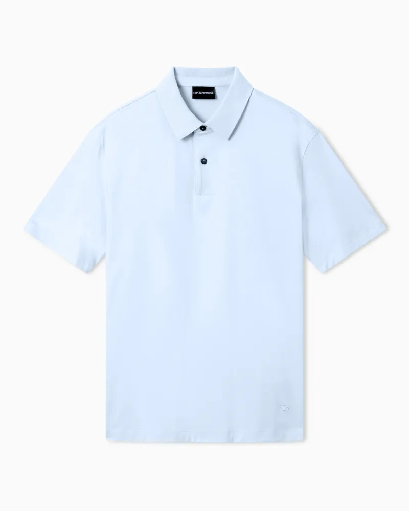 Emporio Armani Loose-Fit-Poloshirt aus leichtem Jersey Hellblau