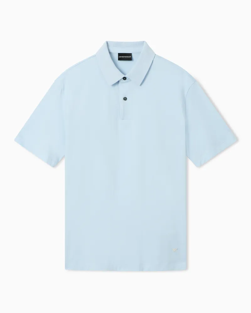 Emporio Armani Loose-Fit-Poloshirt aus leichtem Jersey Hellblau