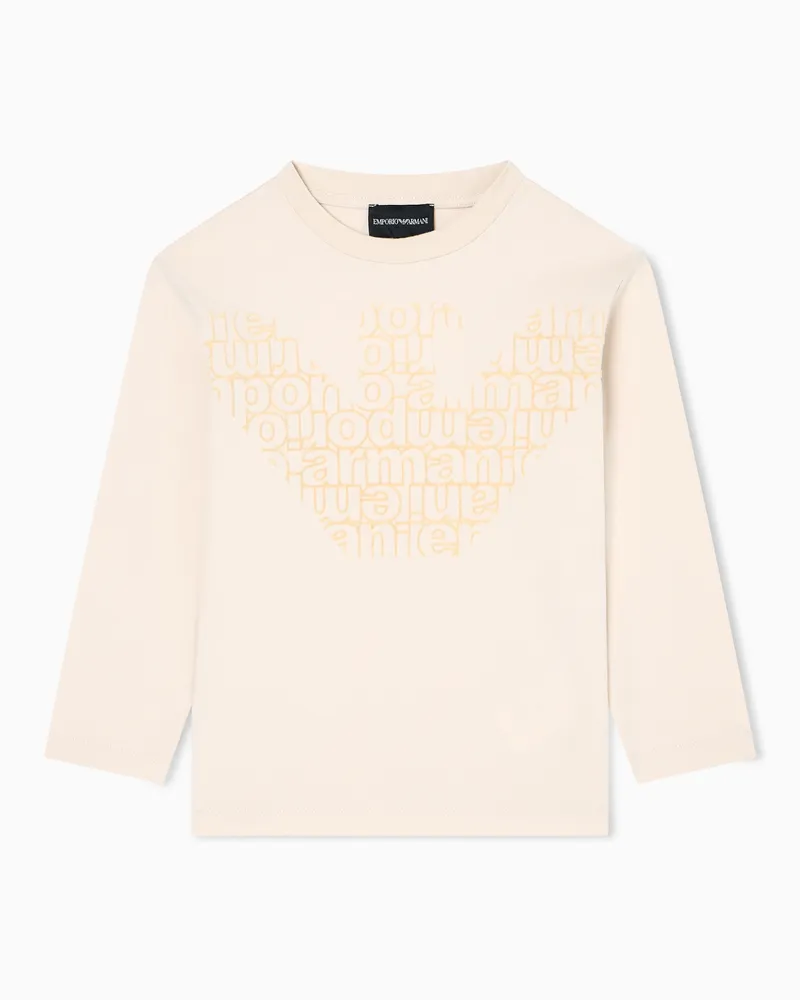 Emporio Armani ASV Oversize-Langarm-T-Shirt aus Jersey mit großem Adler-Logo Beige