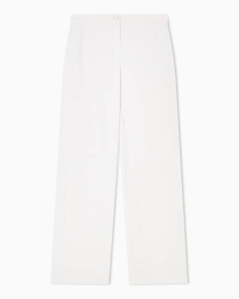 Emporio Armani Icon Hose aus einem Stoff mit fließender Struktur Weiß