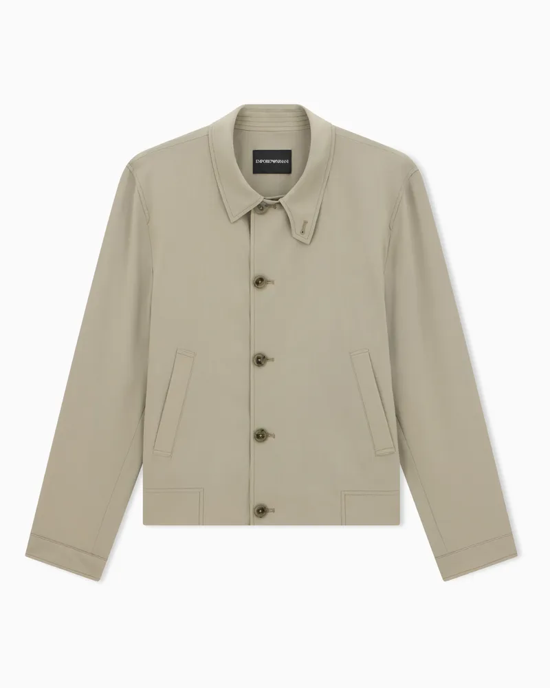Emporio Armani Ungefütterter Blouson aus Stretch-Schurwolle Beige
