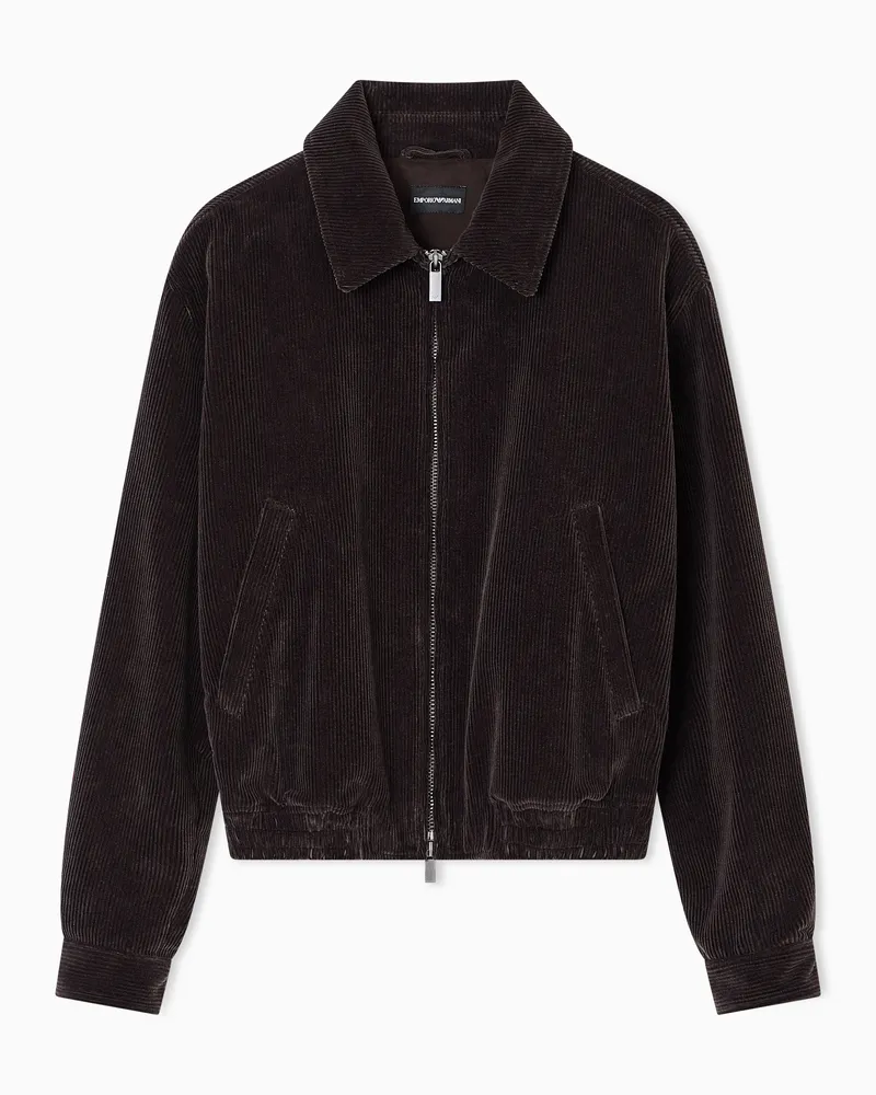 Emporio Armani Cord-Blouson mit Reißverschluss Grau