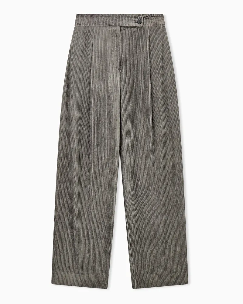 Emporio Armani Cordhose Regularer Schnitt mit Bundfalten und weitem Bein Grau
