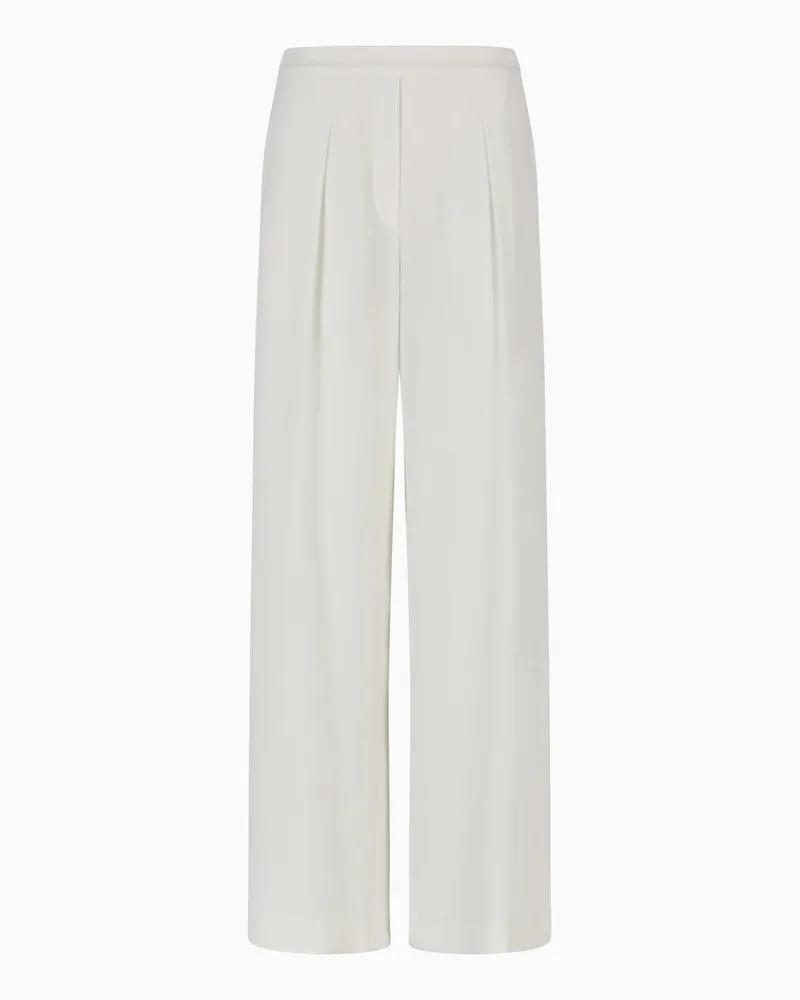 Emporio Armani Bundfaltenhose aus Sablé-Stretchgewebe Beige
