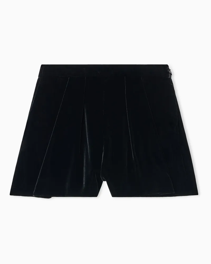 Emporio Armani Shorts mit Bundfalten, aus fließendem Samt Schwarz